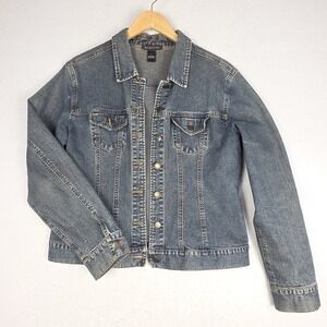 Harold's Womens Jean Jacket Large Dark Denim Farm Country Cowgirl Western Button